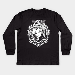 Mercy "Heroes Never Die!!" Kids Long Sleeve T-Shirt